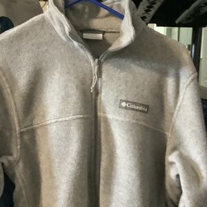 Columbia Men's Zip-Up fleece in Light Gray, S‎